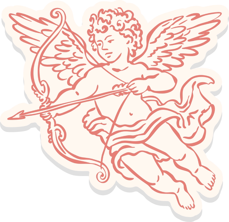 Ilustración decorativa de Cupido con su arco