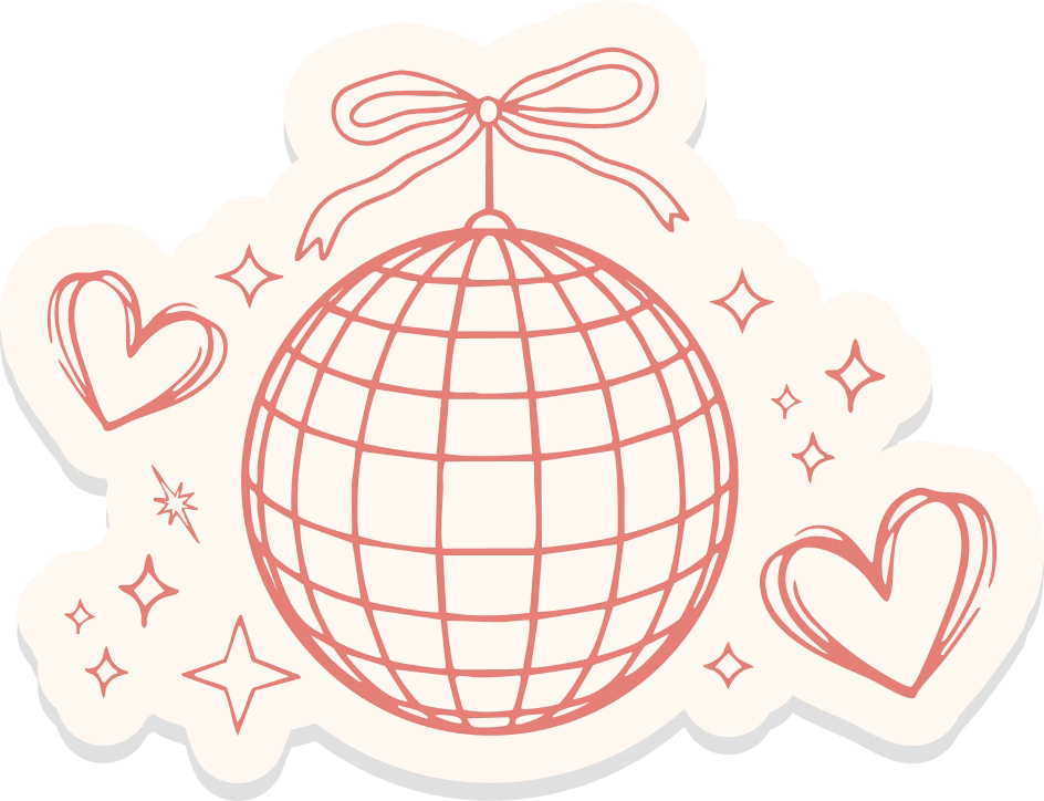 Ilustración decorativa de una bola de espejos de fiesta